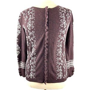 Parisian Grandma Cottage Core Sundance Wool Zip Ruffle Cardigan, Women’s X Large